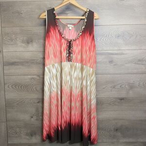 Oneworld Maxi Midi Dress Sleeveless Chevron Print Stretch Women's Plus Size 2X